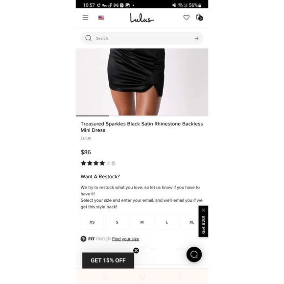 Lulus Treasured Sparkles Black Satin Rhinestone Backless Mini Dress, sz Large - Picture 15 of 16